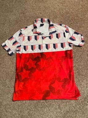 Tropical Bros Patriotic Short Sleeve Polo - S